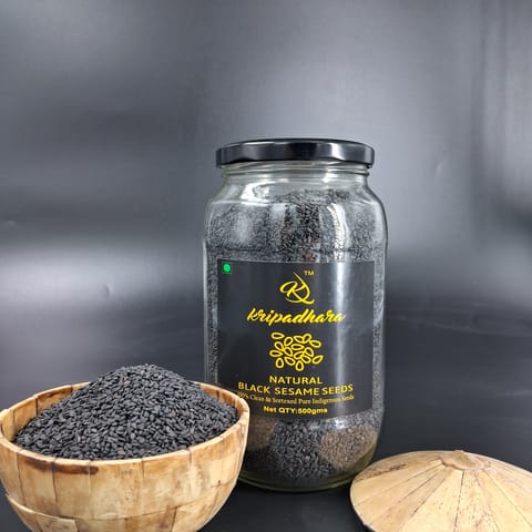 Kripadhara Natural Black Sesame Seeds (500 gms) | 100% Pure, Indigenous, Clean, Sortex, Calcium Rich, Anti-Oxidant Rich