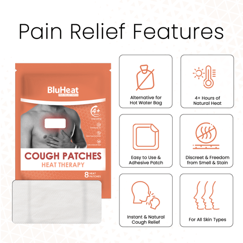 BluHeat Cough Decongestion Patches Large Heat Therapy (8 Patches)