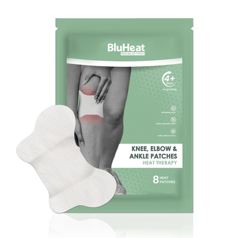BluHeat Pain Relief Patches for Knee, Elbow & Ankle Large Heat Therapy (8 Patches)
