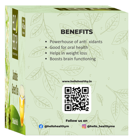 Hello Healthy 100% Jasmine Green Tea | Pack of 20 Bags (2 gms Each) With All Natural Flavours | Makes Upto 40 Cups | Helps In Weight Lose & Boosts Brain Function | Jasmine Flowers Tea