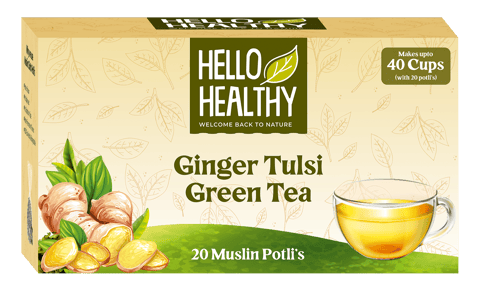 Hello Healthy Ginger Tulsi Spice Tea | 20 Eco Friendly Muslin Bags | Immunity Boosting Ingredients | Exotic Flavor | Brings Transformative Energy and Calmness | Great For Digestion
