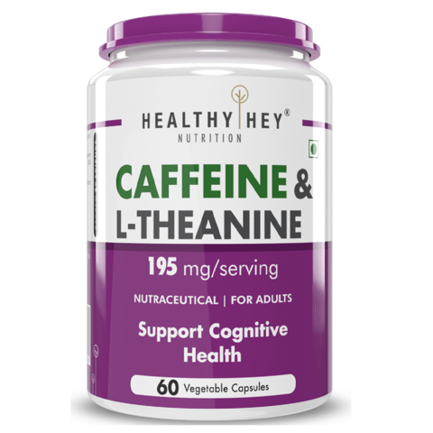 HealthyHey Nutrition Natural Caffeine Plus L Theanine  (60 Vegetable Capsules)