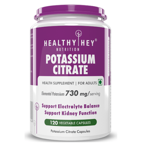 HealthyHey Nutrition Potassium Citrate (120 Vegetable Capsules)
