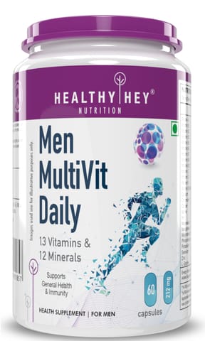 HealthyHey Nutrition MultiVitamin for Men - Multi-Vit Daily - 13 Vitamins & Vegan - 60 capsules