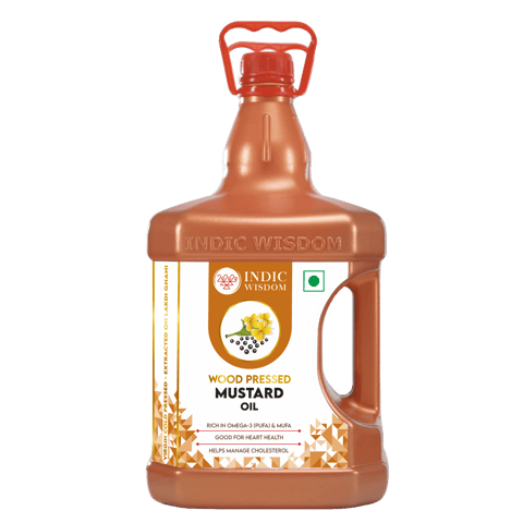 IndicWisdom Wood Pressed Mustard Oil 5 Liters (Cold Pressed - Extracted on Wooden Churner)