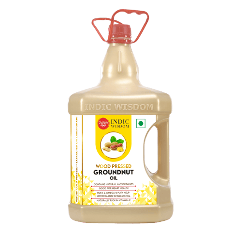 IndicWisdom Wood Pressed Groundnut oil 5 Liters (Cold Pressed - Extracted on Wooden Churner)