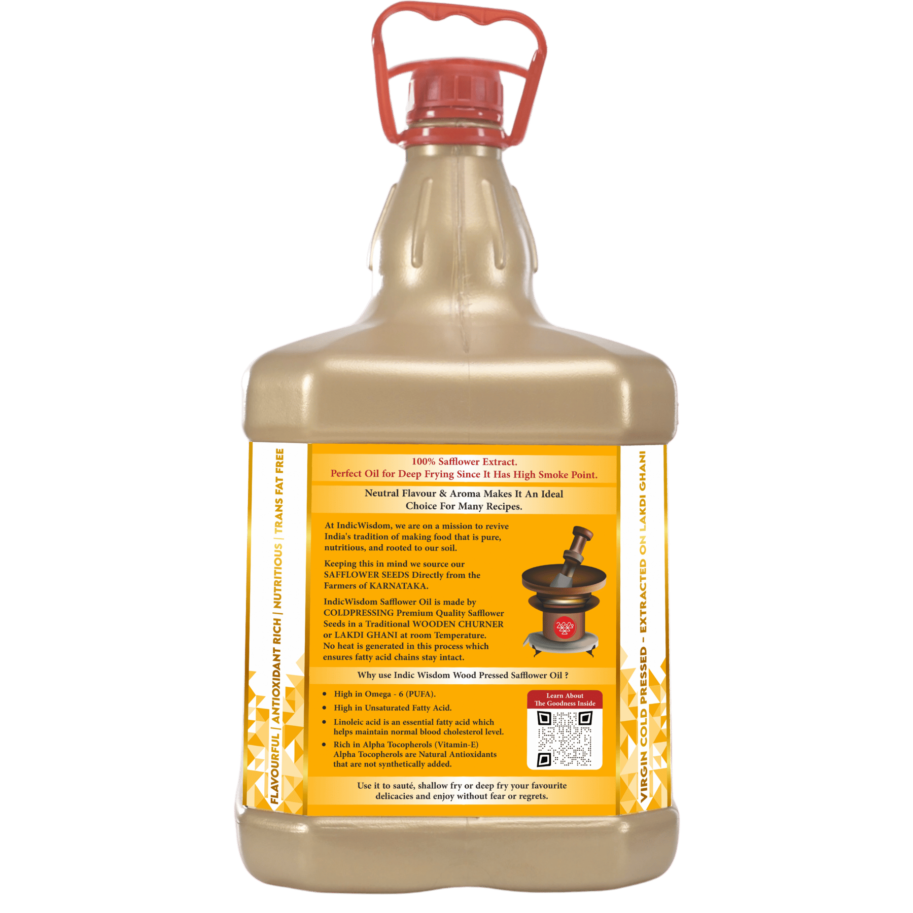 IndicWisdom Wood Pressed Safflower Oil 1 Liter (Cold Pressed - Extracted on  Wooden Churner) : : Grocery