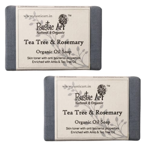 Rustic Art Organic Tea Tree Rosemary Soap 100gms ( Pack of 2 )