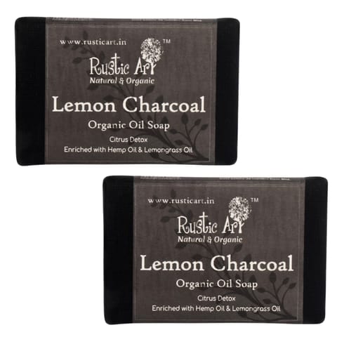 Rustic Art Organic Lemon Charcoal Soap 100 gms ( Pack of 2 )
