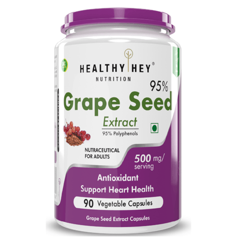 HealthyHey Nutrition Grape Seed Extract - Maximum Strength  Polyphenols (90 Veggie Caps)