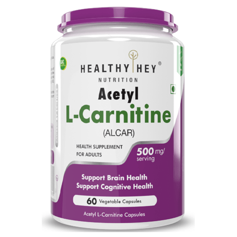 HealthyHey Acetyl L-Carnitine - Support Brain & Cognitive Health (60 Veg Capsules, Pack of 1)