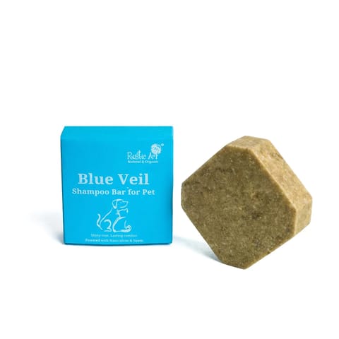 Rustic Art Blue Veil Organic Pet Shampoo Bar with Neem & Nano Silver (75 gms)