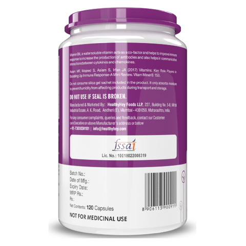 HealthyHey Nutrition Vitamin B6 Pyridoxine Hydrochloride (120 Veg Capsules)