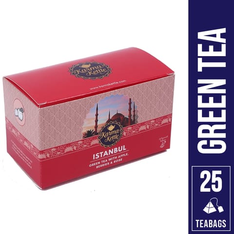Karma Kettle Istanbul Hibiscus Rose Green Tea With Apple And Berries (25 Pyramid Tea Bags)