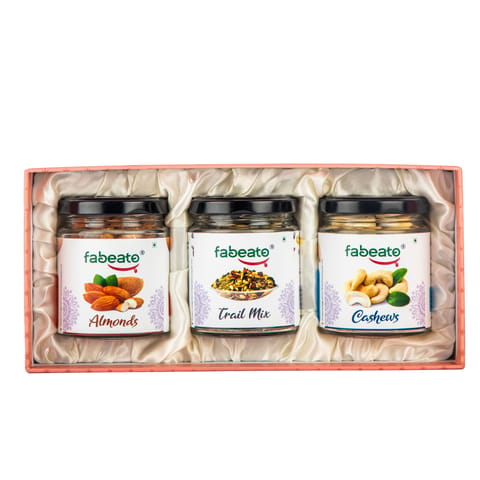 Fabeato Premium Special Dry Fruits Gift Box for Diwali (Pack of 3, 320 gms) | Perfect Festive Gift for Loved Ones | Gourmet Gift | Corporate Gifts | New year Gift | Rakhi Gifts | Almonds, Cashews, Trial Mix