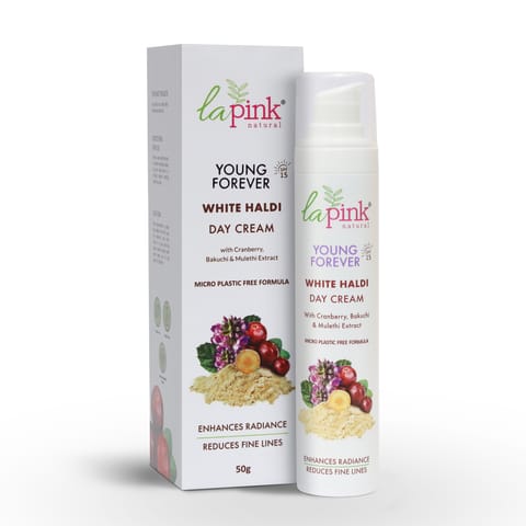 La Pink Young Forever Day Cream | with 100% Microplastic Free Formula | Reduces Fine Lines, Pigmentation, Dark Spots & Scars | For All Skin Types (50 gms)