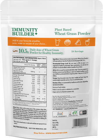 HealthyHey Organic Wheat Grass Powder | Builds Immunity & Detoxify Body (400 gms)