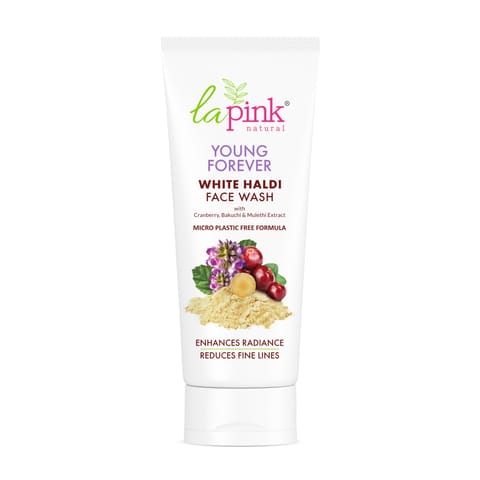 La Pink Young Forever Face Wash | 100% Microplastic Free Formula | Age Defying | Reduces Fine Lines, Pigmentation, Dark Spots & Scars | White Haldi | For Younger Radiant Skin | All Skin Types (100 ml)