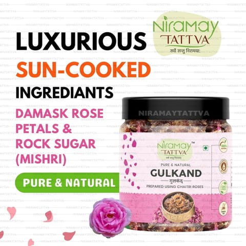 Niramay Tattva Natural Gulkand (350 gms) | Sun-Cooked Damask Rose Petals & Rock Sugar