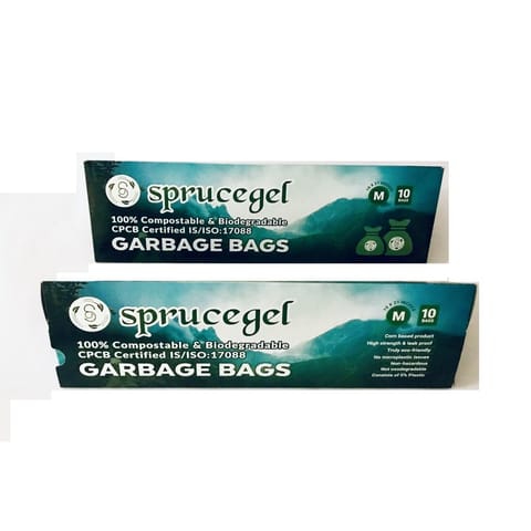 Sprucegel Compostable Garbage Bags, Medium Size-19x21 inch, Green Color, Pack of 2 (20 Bags in Total)