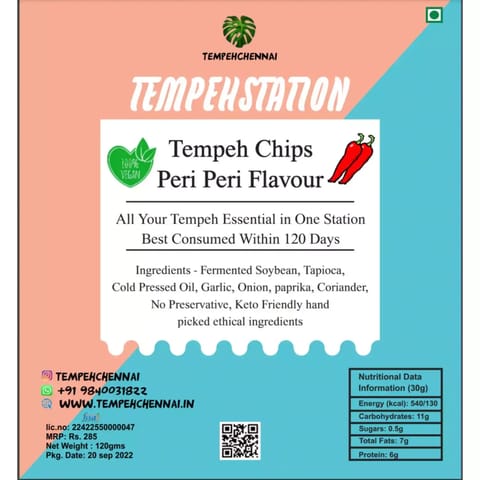 Tempeh Chennai Tempeh Chips Peri - Peri Flavour 120g