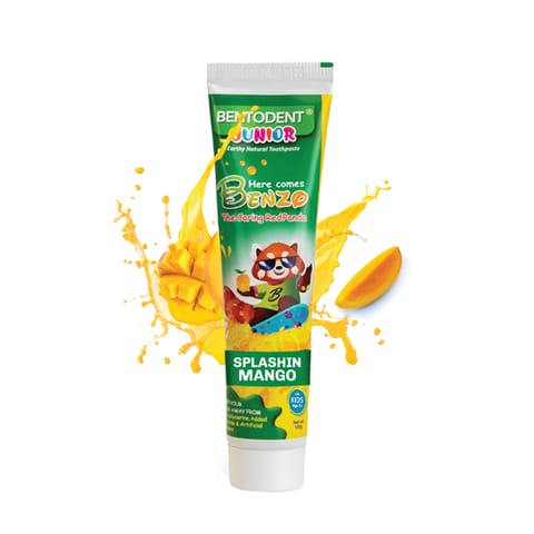 Bentodent 100% Natural Kids Mango Toothpaste, Fluoride Free,  Sls Free, Complete oral care protection for kids, Fresh Breath, Best toothpaste for kids 2+ years 100g