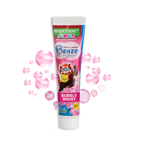 Bentodent 100% Natural Kids Bubbly Burst Toothpaste, Fluoride Free,  Sls Free, Complete oral care protection for kids, Fresh Breath, Best toothpaste for kids 2+ years 100g