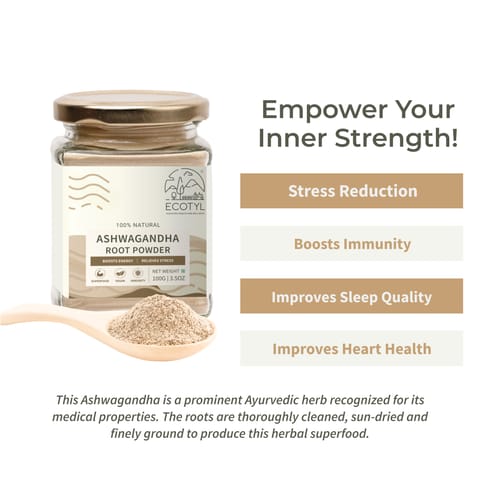 Ecotyl Ashwagandha Root Powder for Mental Well Being | Energy Booster (100 gms)