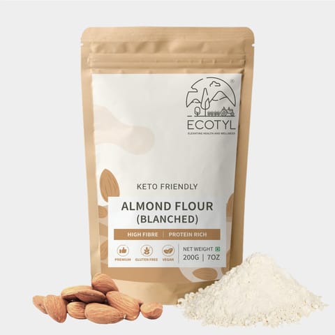 Ecotyl Almond Flour (Blanched) | Made from Peeled Almonds | Gluten Free | Keto Friendly | 200g