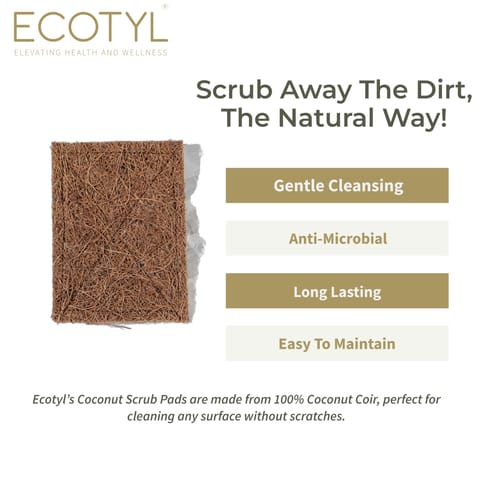 Ecotyl Coconut Scrub Pad | Dishwashing Pad | Natural Long-Lasting Stitched Coir Scrubber - Set of 5