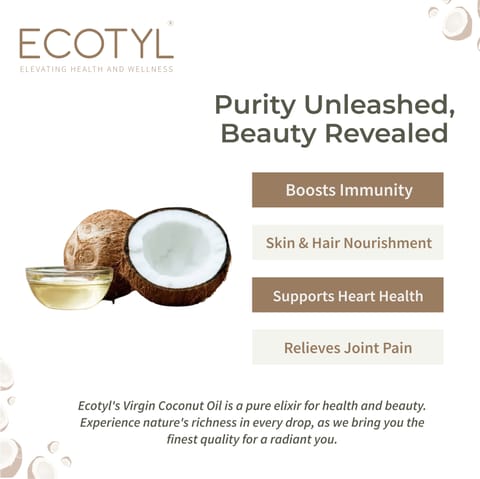 Ecotyl Cold-Pressed Virgin Coconut Oil | Kachi Ghani | Suitable for Cooking (500 ml)
