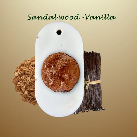 Sprucegel Reusable Soy Wax/Clay-Stone Closet/Wardrobe Air Freshener - Sandalwood-Vanilla Oil Fragrance - (Pack of 1 Tablet, Oval)