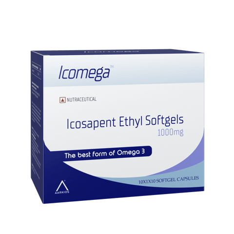 Aarkios Icomega (Icosapent Ethyl Softgels 1000 mg )10 Capsules