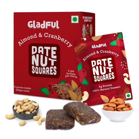 Gladful Date Nut Squares - Almond and Cranberry (Pack of 1)