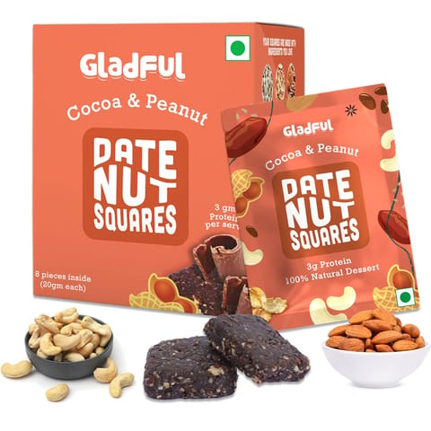 Gladful Date Nut Squares - Cocoa and Peanut (Pack of 1)