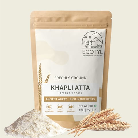 Ecotyl Khapli Atta | Emmer Wheat | Low Gluten (1 kg)