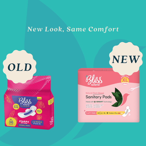 BLISSNATURAL Organic Sanitary Pads For Women | Fluffy Jumbo | Size - XL | Ultra Soft Cotton Pads (Pack of 34 Sanitary Pads)
