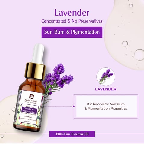 Passion Indulge Natural Lavender Essential Oil For Acne and Sun Burn (10ml)