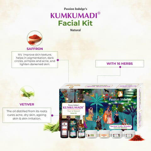 Passion Indulge Pure and Natural Kumkumadi Facial 7 star Kit for Anti Aging Glowing and Brightness