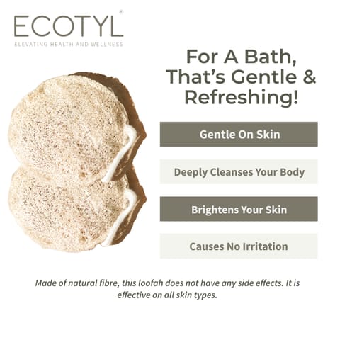 Ecotyl Body Loofah | For Gentle Exfoliation | Natural Loofah (Set of 2)