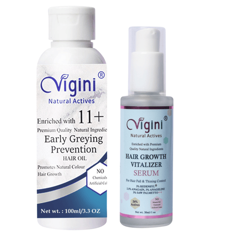 Vigini 3% Redensyl Hair Care Nourishing Growth Tonic Revitalizer Serum & Anti Greying Prevention Oil