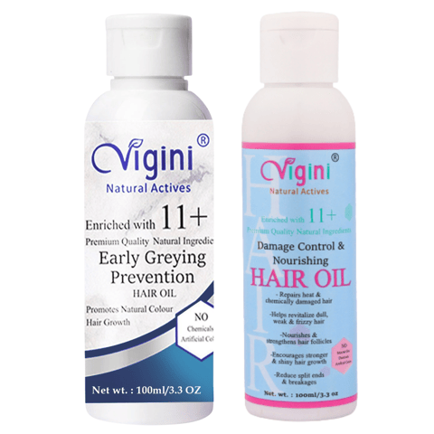 Vigini Early Zero Anti Greying Grey Prevention Hair Care Oil (2 * 100 ml)