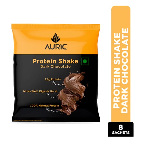 Auric Vegan Protein Powder for Men and Women Dark Chocolate Flavor 8 Sachet
