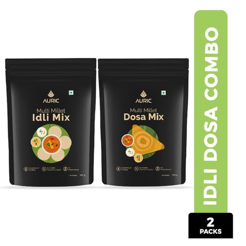 Auric Multi Millet Breakfast Mixes | Idli Mix & Dosa Mix Combo Pack (200 gms each)