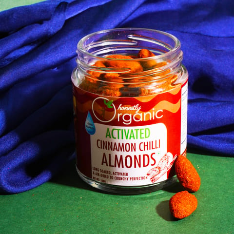 Honestly Organic Activated/Sprouted Cinnamon Chilli Almonds (100 gms each - Pack of 2)