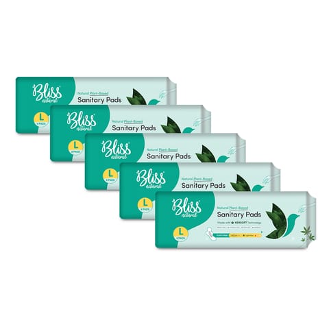 BLISSNATURAL Organic Sanitary Pads For Women | Fluffy Jumbo | Size - L | Ultra Soft Cotton Pads (Pack of 30 Sanitary Pads)