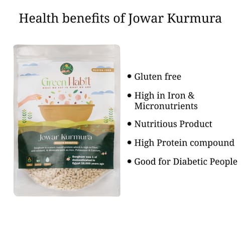 Green Habit Jowar KURMURA MURMURA aka Jowar Puff for Healthy Breakfast Snack Food