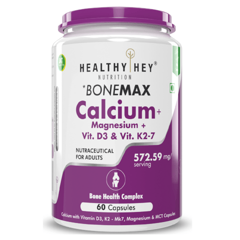 HealthyHey Nutrition Bone Max - Calcium with Magnesium, Vit. D3 & Vitamin K2 - 60 Caps