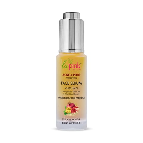 La Pink Acne & Pore Perfection Face Serum with White Haldi  for Acne Reduction & Even Skin Tone | 100% Microplastic Free Formula | Suitable for All Skin Types | 30 ml