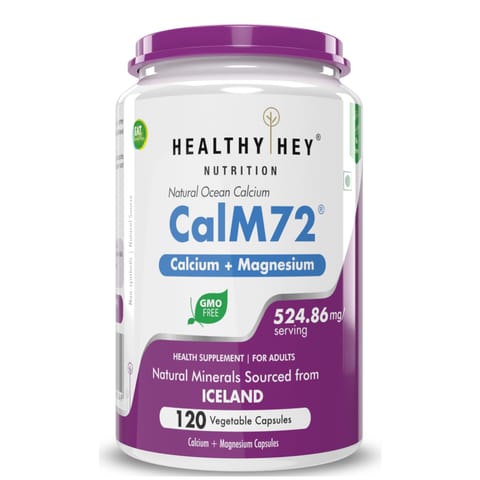 HealthyHey Nutrition Natural Ocean Calcium and Magnesium with Natural minerals 535mg 120 Veg capsule